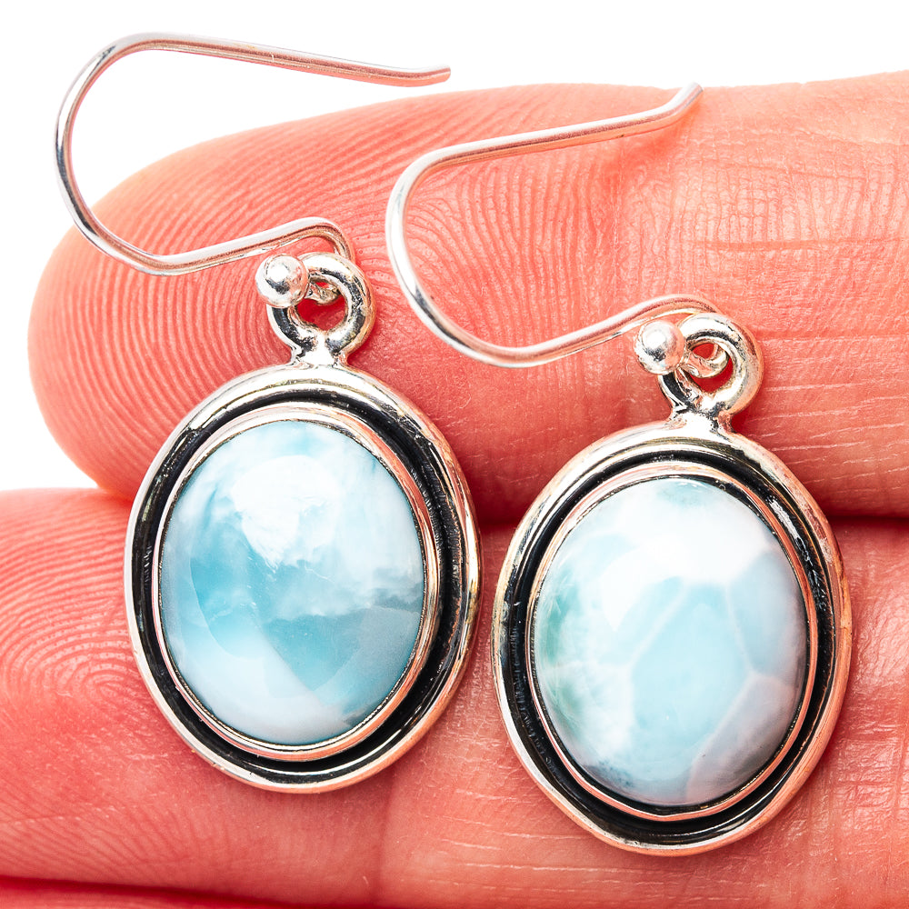 Larimar Earrings 1 3/8" (.925 Sterling Silver)