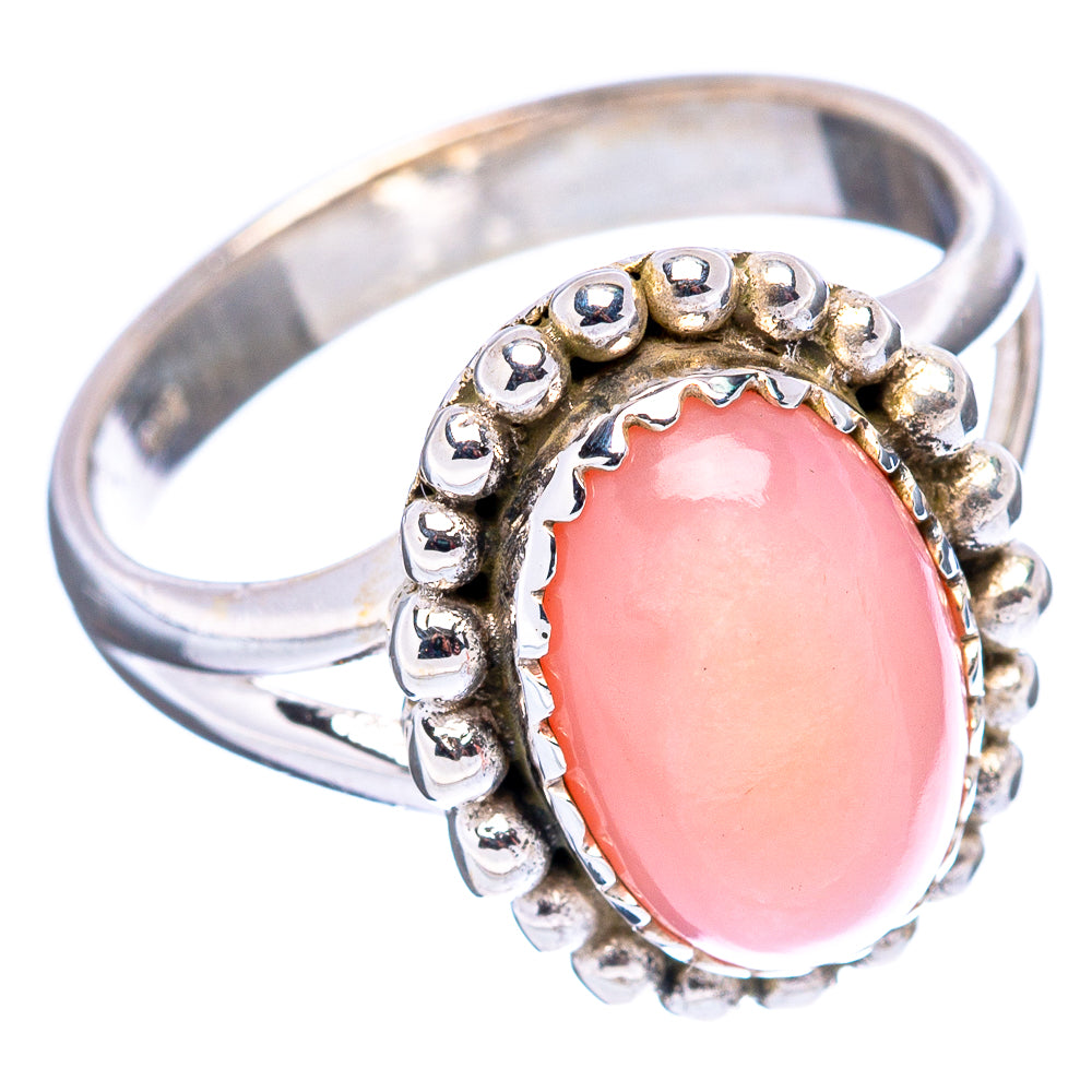 Pink Opal Native Style Ring Size 7.25 (.925 Sterling Silver)