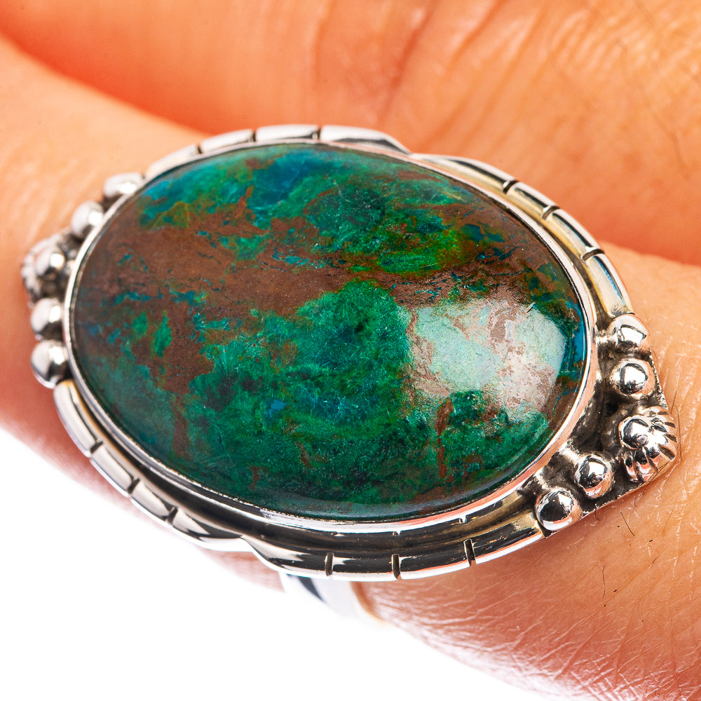 Large Chrysocolla 925 Sterling Silver Ring Size 7