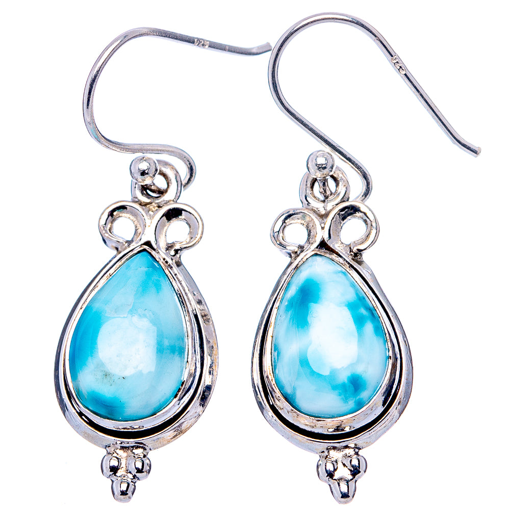 Rare Larimar Earrings 1 3/8" (.925 Sterling Silver)