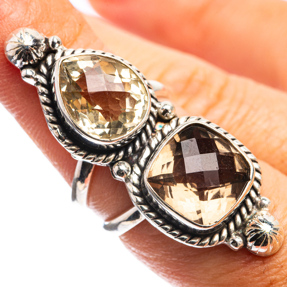 Large Smoky Quartz, Citrine Ring Size 6 (925 Sterling Silver) R143169