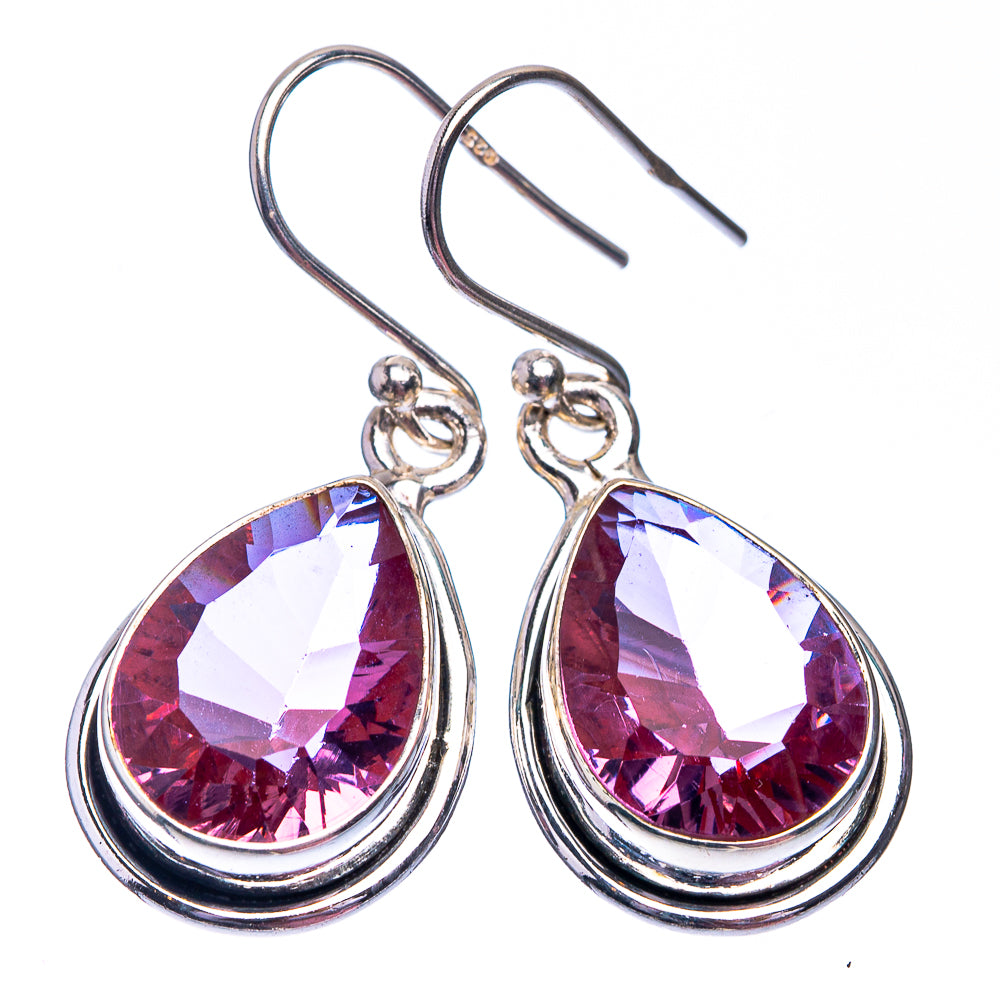 Faceted Alexandrite (Lab.) Earrings 1 3/8" (925 Sterling Silver) E432395