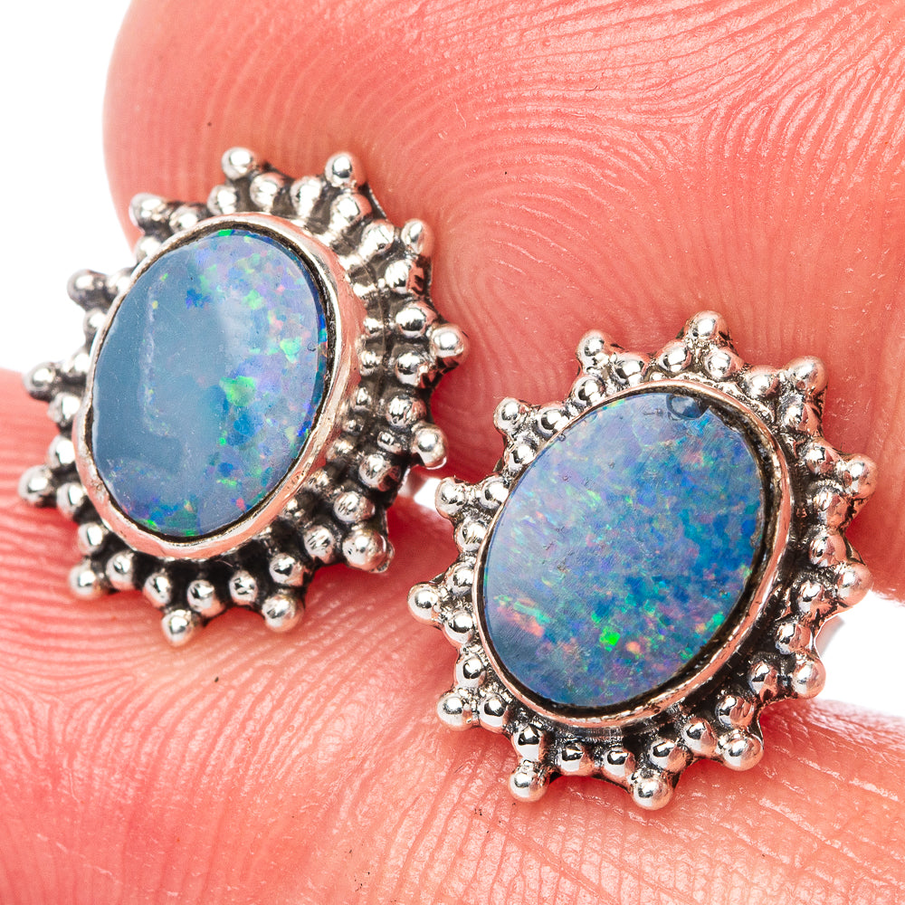Rare Doublet Opal Earrings 1/2" (925 Sterling Silver) E1497