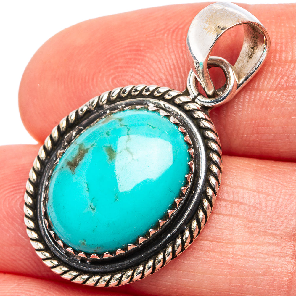 Rare Kingman Turquoise Pendant 1 3/8" (.925 Sterling Silver)