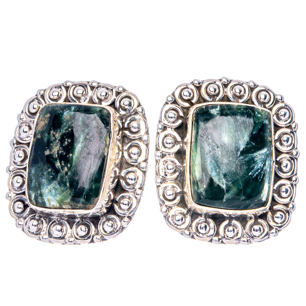 Seraphinite Earrings 3/4" (925 Sterling Silver) E1565