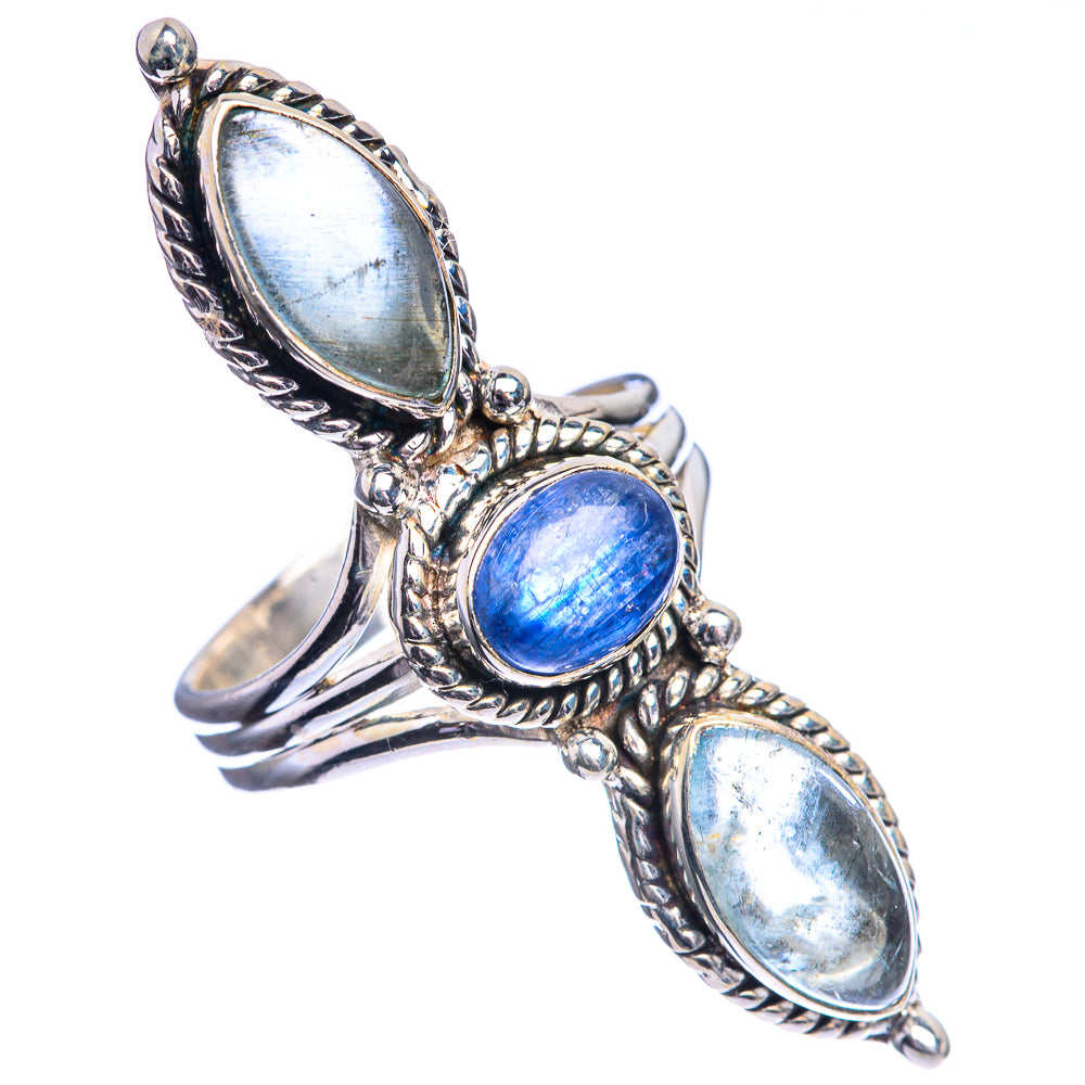 Large Kyanite, Aquamarine 925 Sterling Silver Ring Size 8