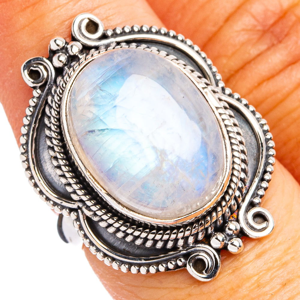 Rainbow Moonstone Ring Size 7 (.925 Sterling Silver)