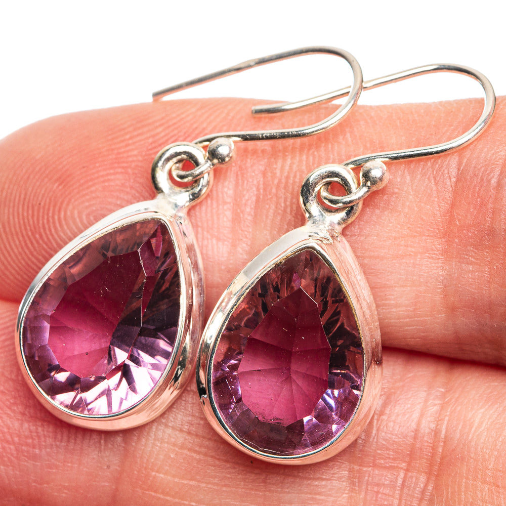 Faceted Color Change Alexandrite (Lab.) Earrings 1 1/4" (925 Sterling Silver) E432660