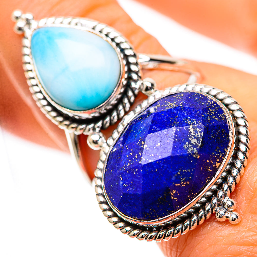 Large Lapis Lazuli, Larimar Ring Size 8 (925 Sterling Silver) RING139289