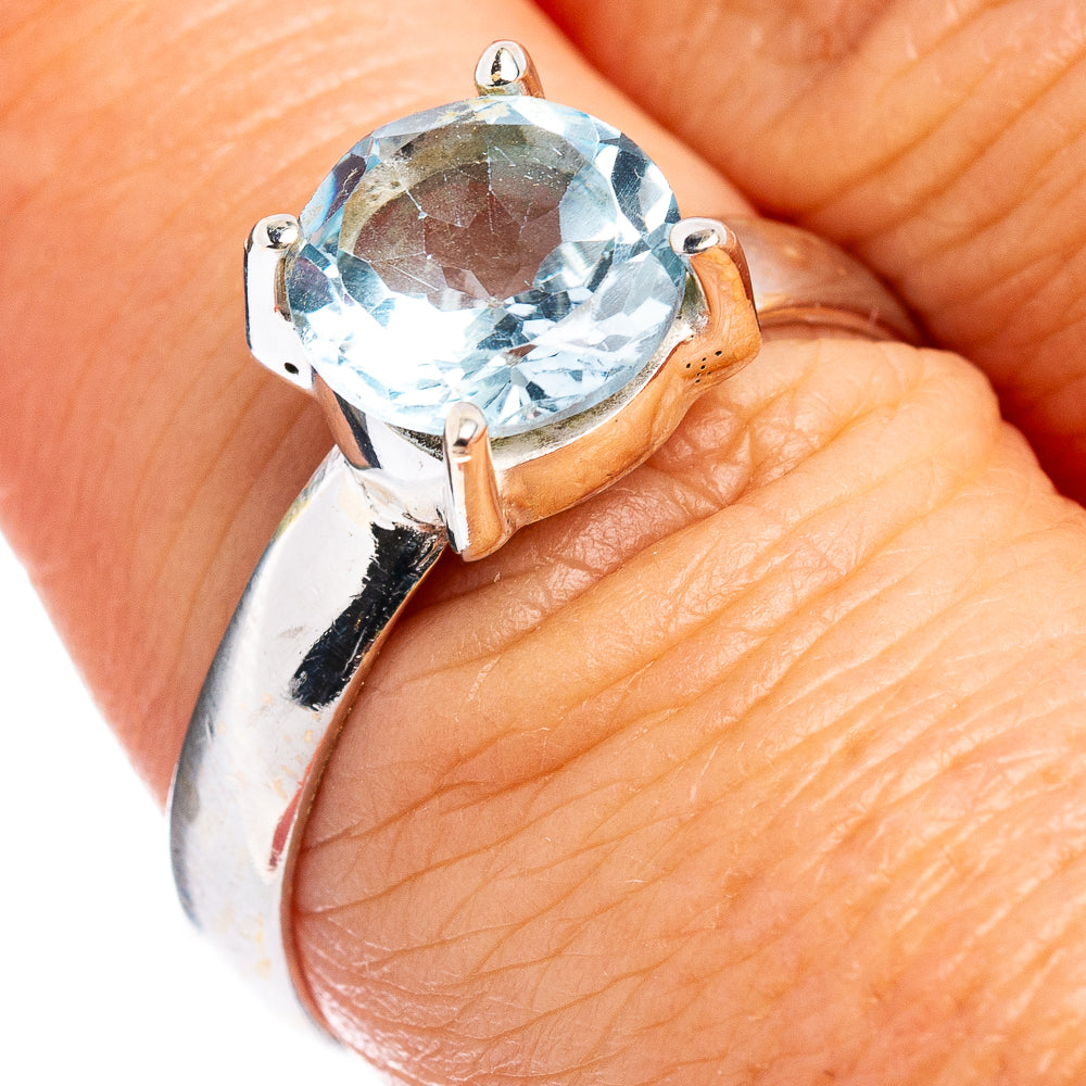 Faceted Blue Topaz Ring Size 8 (.925 Sterling Silver)