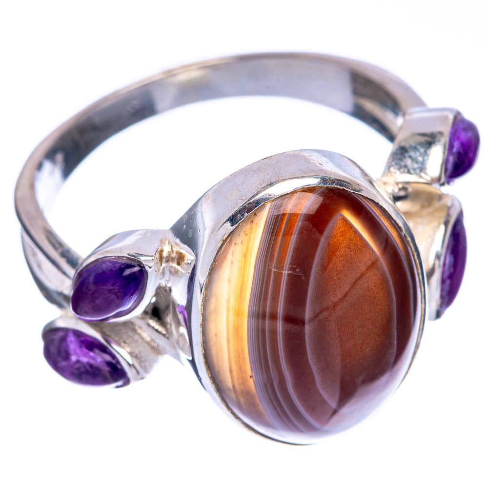 Botswana Agate, Amethyst Ring Size 9.75 (925 Sterling Silver) R144607