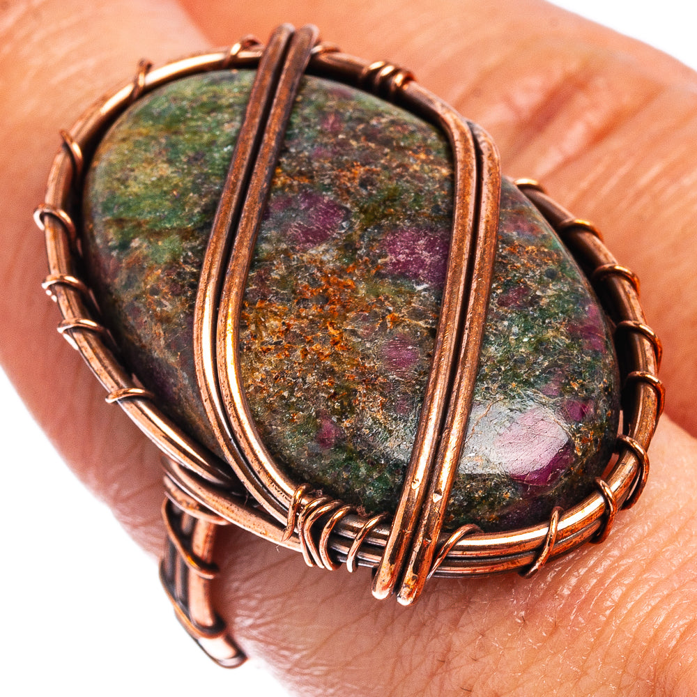 Ruby In Kyanite Wire Wrap Ring Size 7 (Oxidized Copper)
