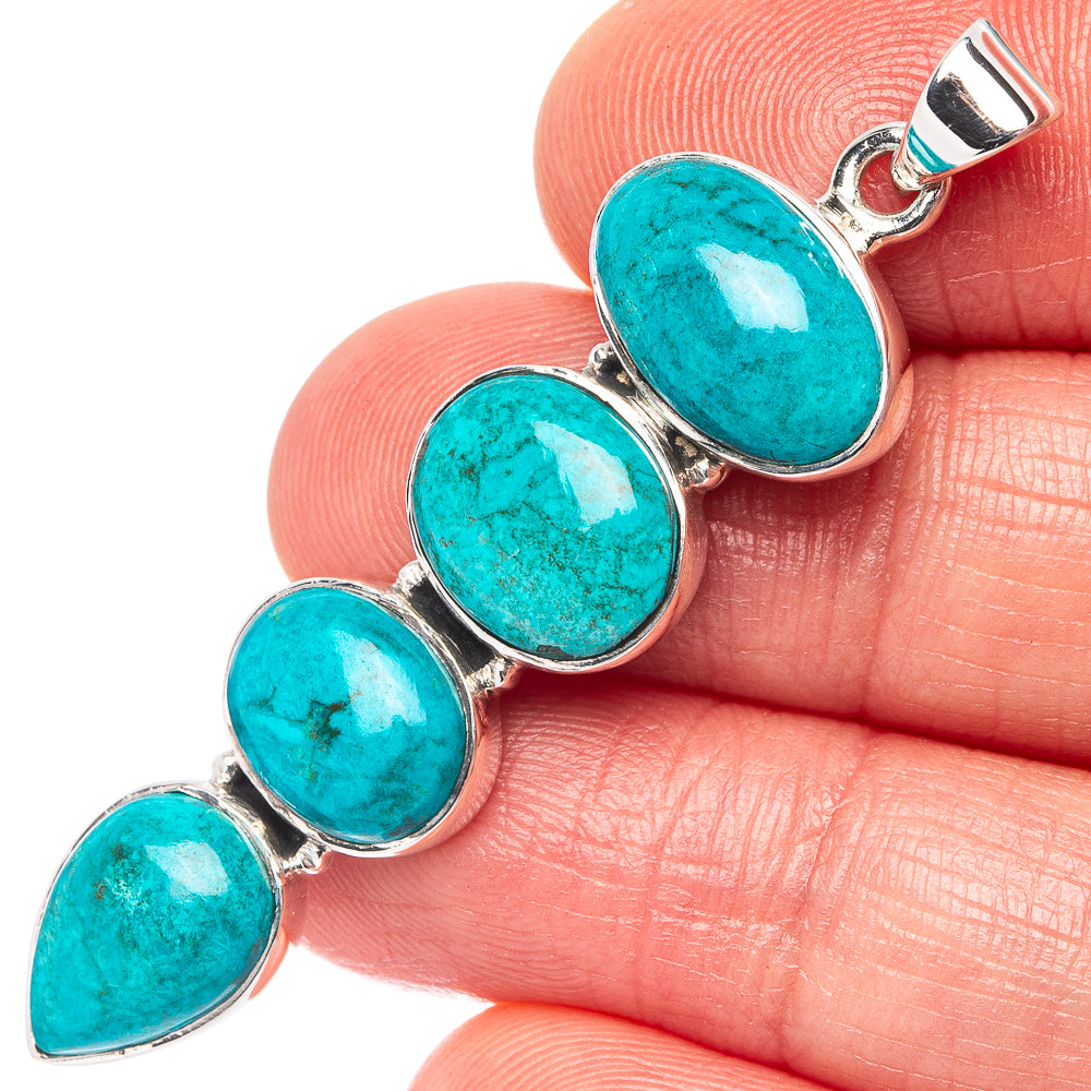 Premium Namibian Chrysocolla Pendant 2" (.925 Sterling Silver)