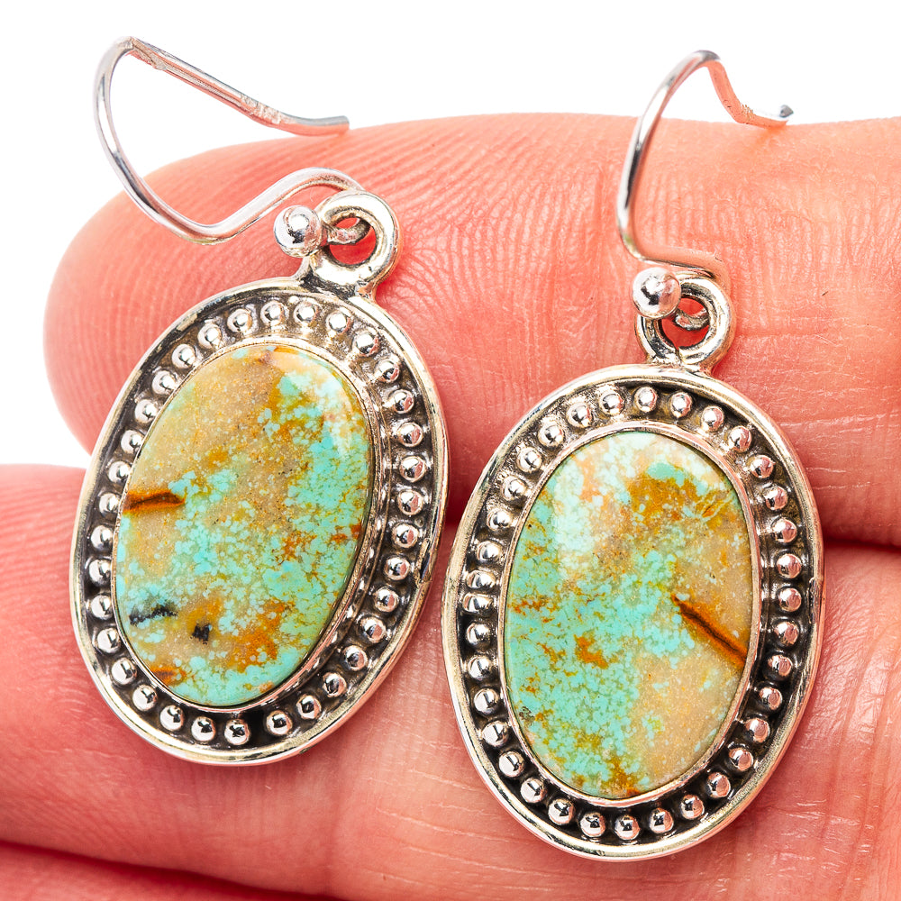 Royston Turquoise Earrings 1 3/8" (.925 Sterling Silver)