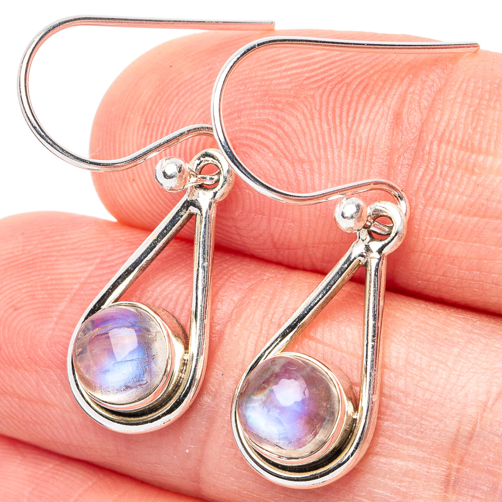 Rainbow Moonstone Earrings 1 1/4" (925 Sterling Silver) E2926
