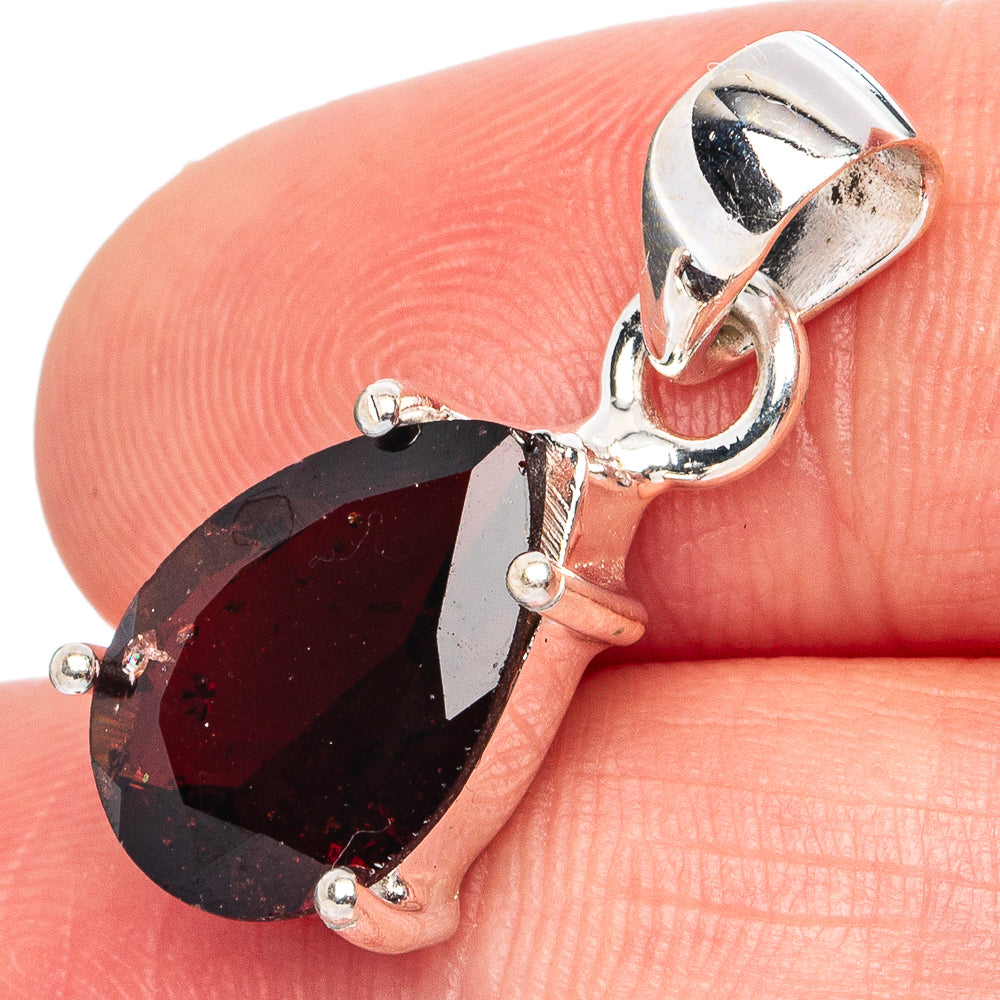 Garnet Pendant 1" (.925 Sterling Silver)