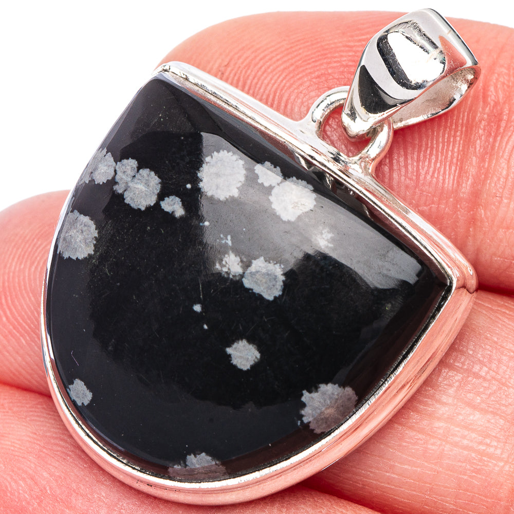Snowflake Obsidian Pendant 1 3/8" (925 Sterling Silver) P40964