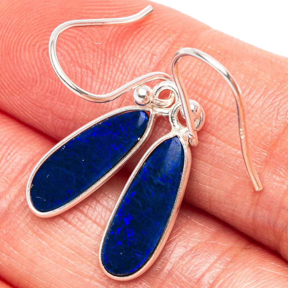 Rare Doublet Opal Earrings 1 1/8" (925 Sterling Silver) E1935