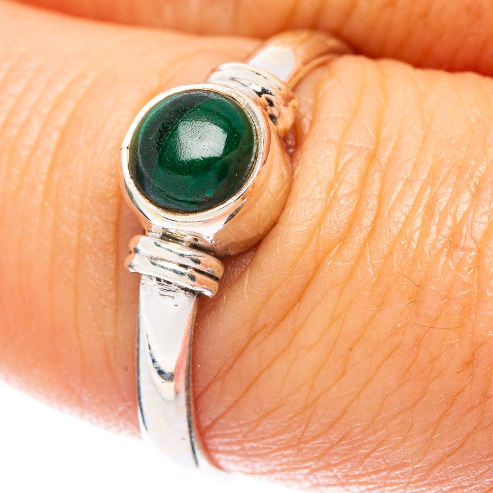 Malachite Dainty Ring Size 8.25 (925 Sterling Silver) R5746