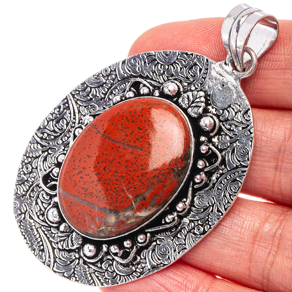Red Jasper Pendant 2 1/2" (German Silver)