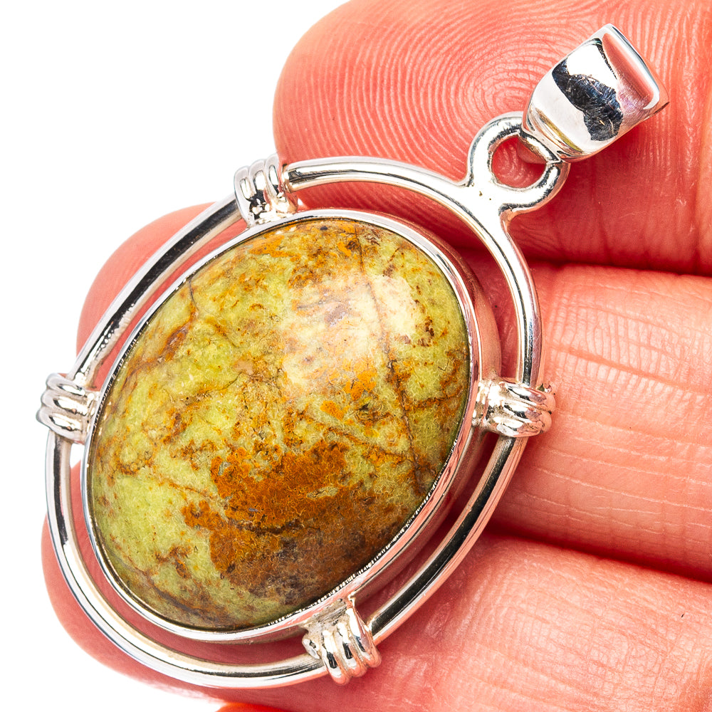 Premium Gaspeite Pendant 1 5/8" (.925 Sterling Silver)