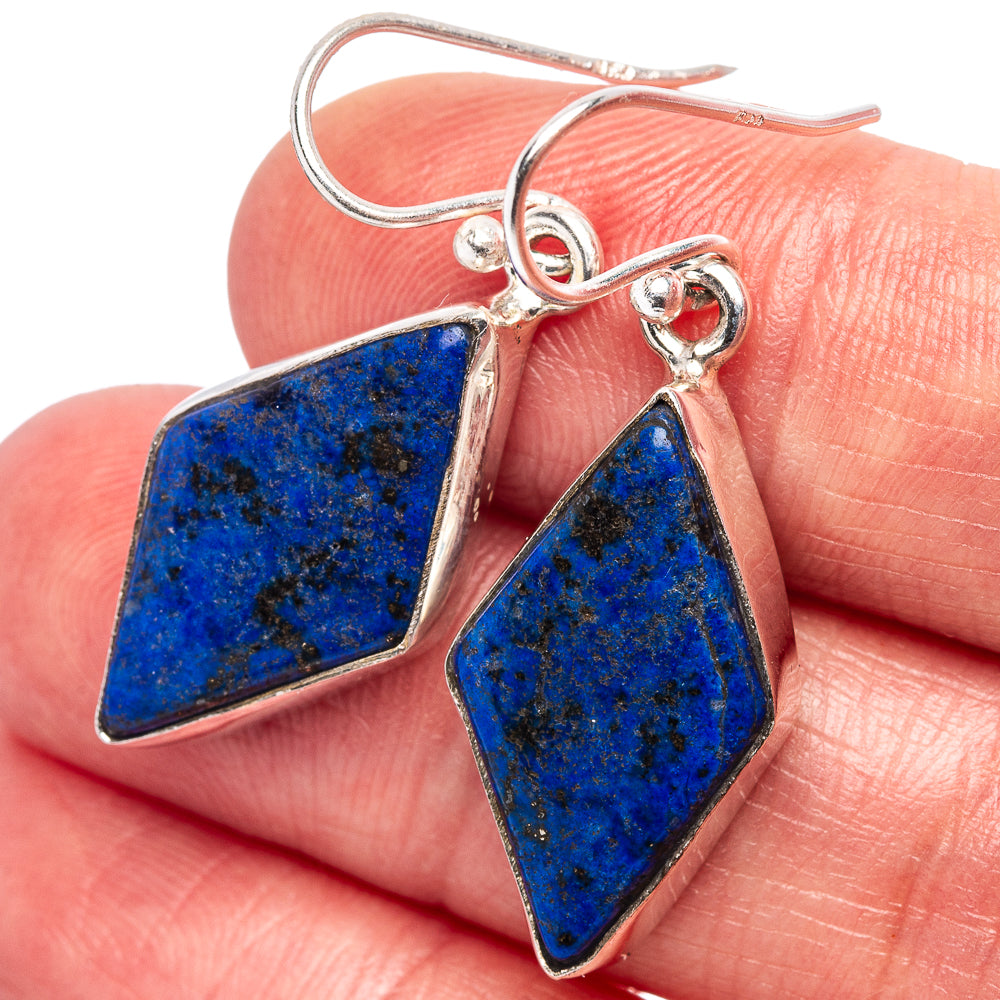 Lapis Lazuli Earrings 1 3/8" (.925 Sterling Silver)