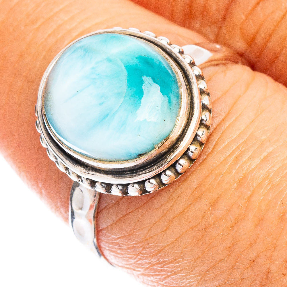 Rare Larimar Ring Size 8 (925 Sterling Silver) R7892