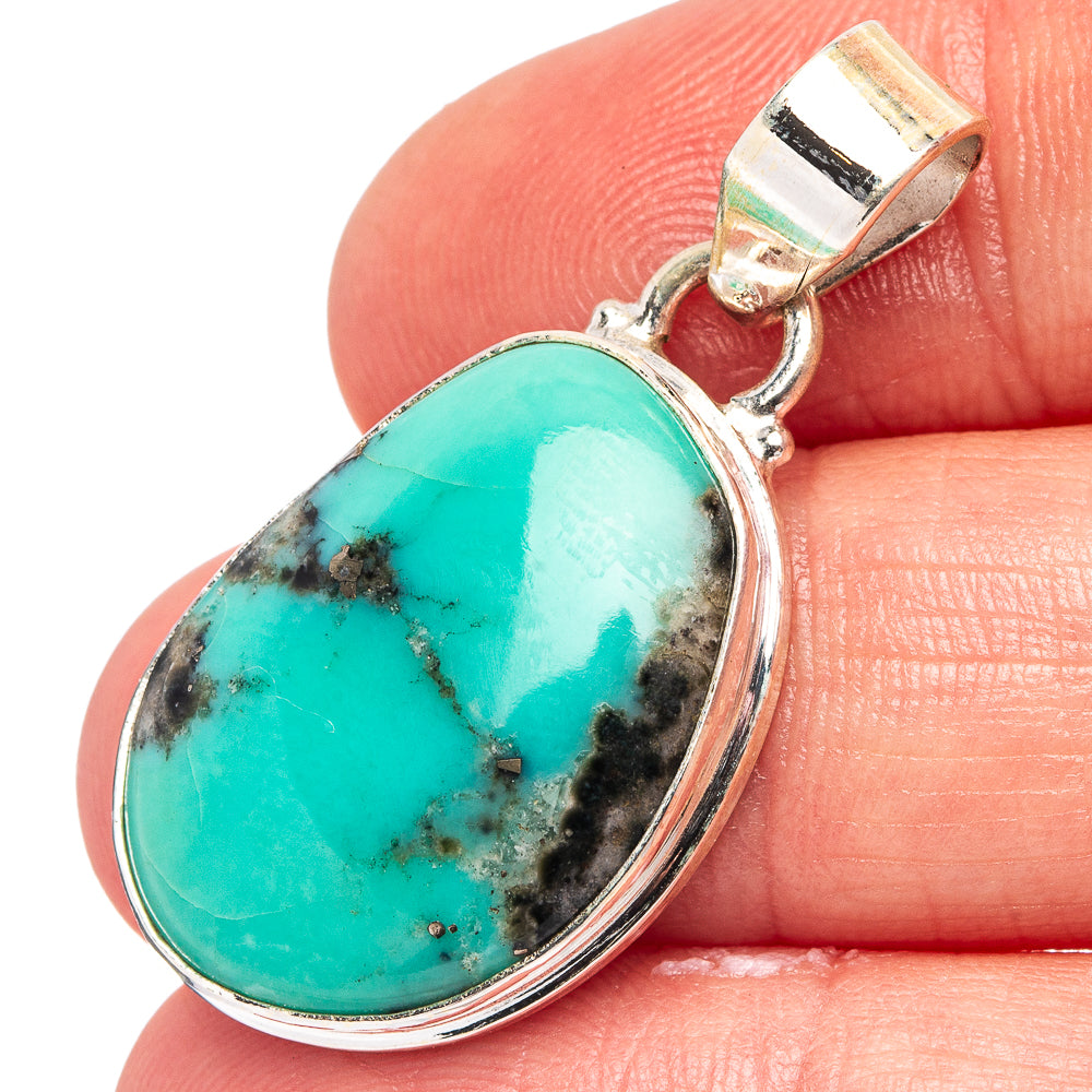 Campitos Turquoise Pendant 1 3/8" (.925 Sterling Silver)