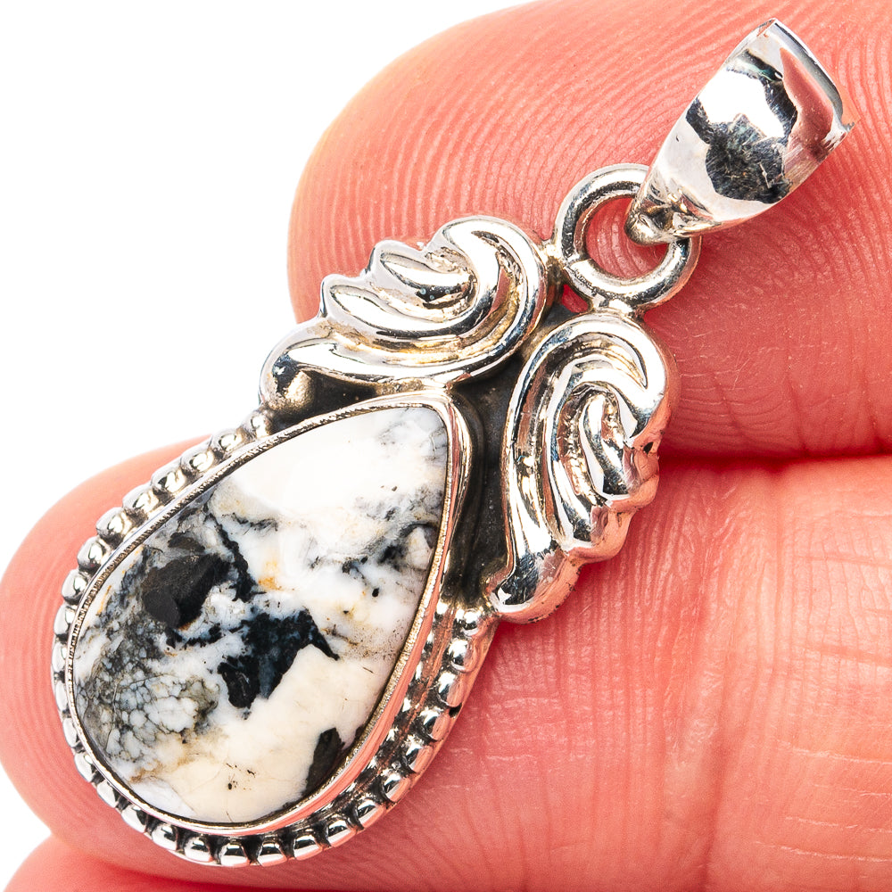 White Buffalo Turquoise Pendant 1 1/4" (.925 Sterling Silver)