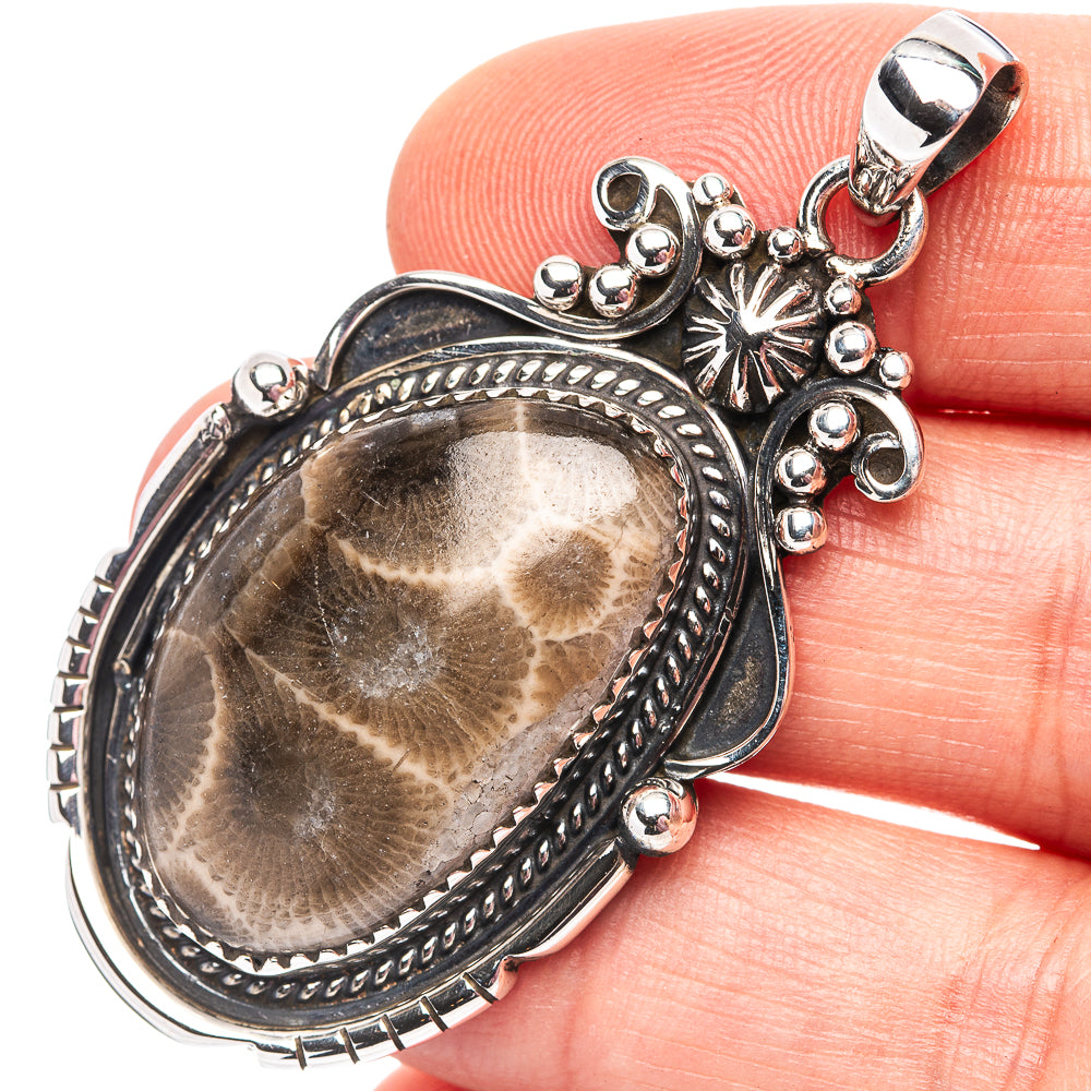 Premium Fossil Coral Pendant 2 1/8" (.925 Sterling Silver)