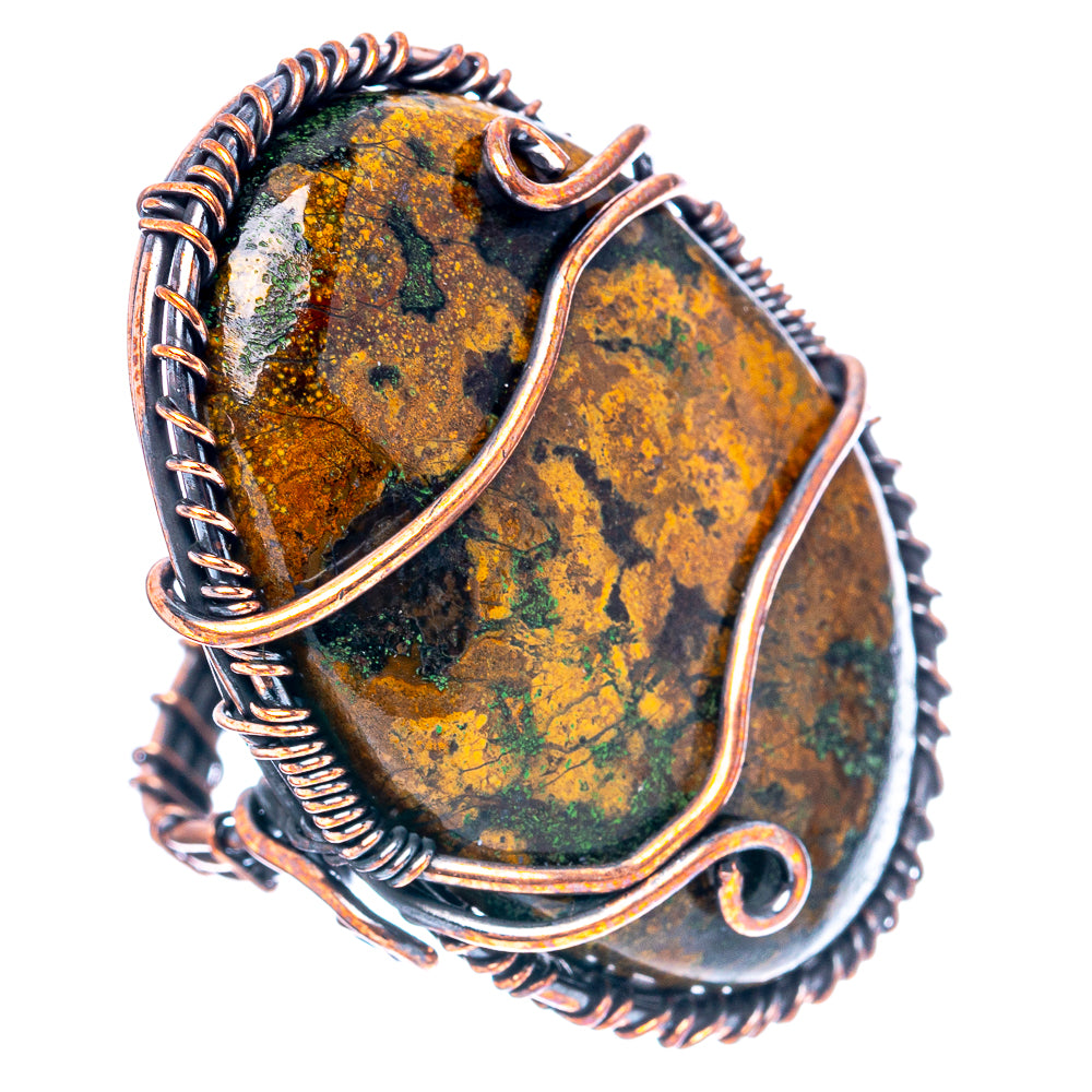 Hungarian Agate Wire Wrap Ring Size 7.5 (Oxidized Copper)