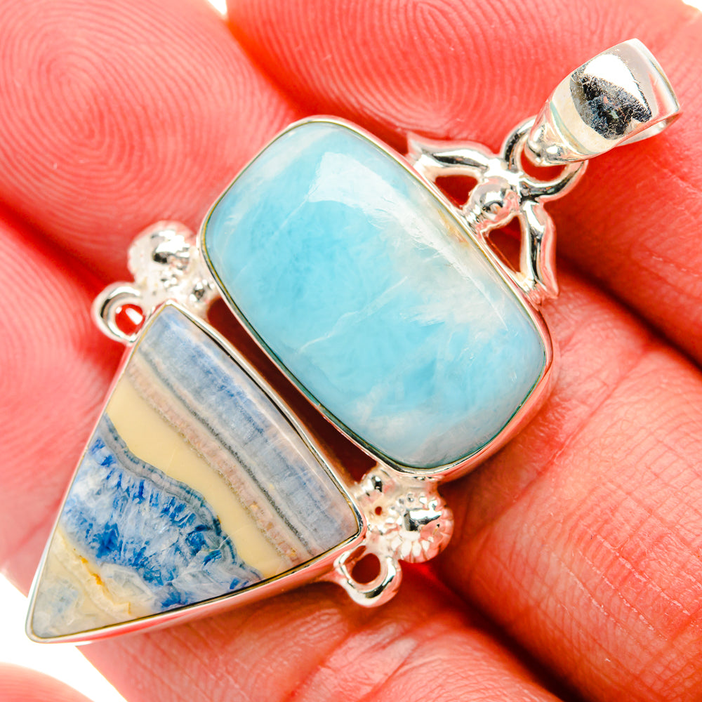 Blue Scheelite, Larimar Pendant 2" (925 Sterling Silver) PD38026