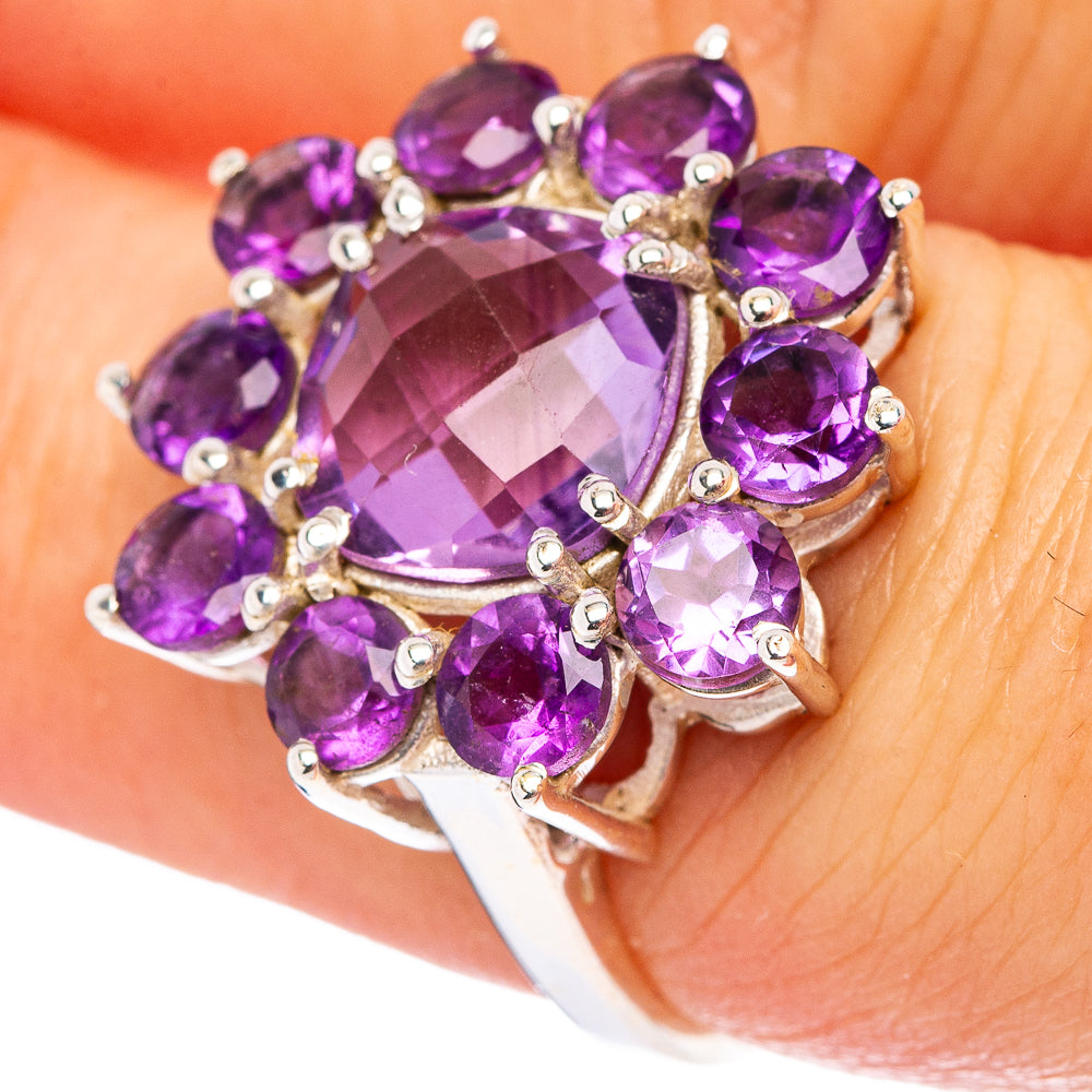 Amethyst Flower Ring Size 6.5 (.925 Sterling Silver)