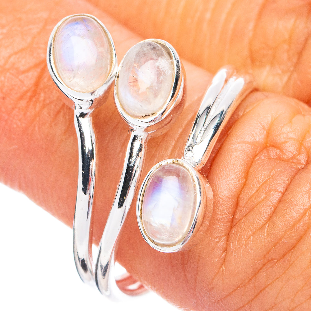 Dainty Rainbow Moonstone Ring Size 7.5 (925 Sterling Silver) R8640