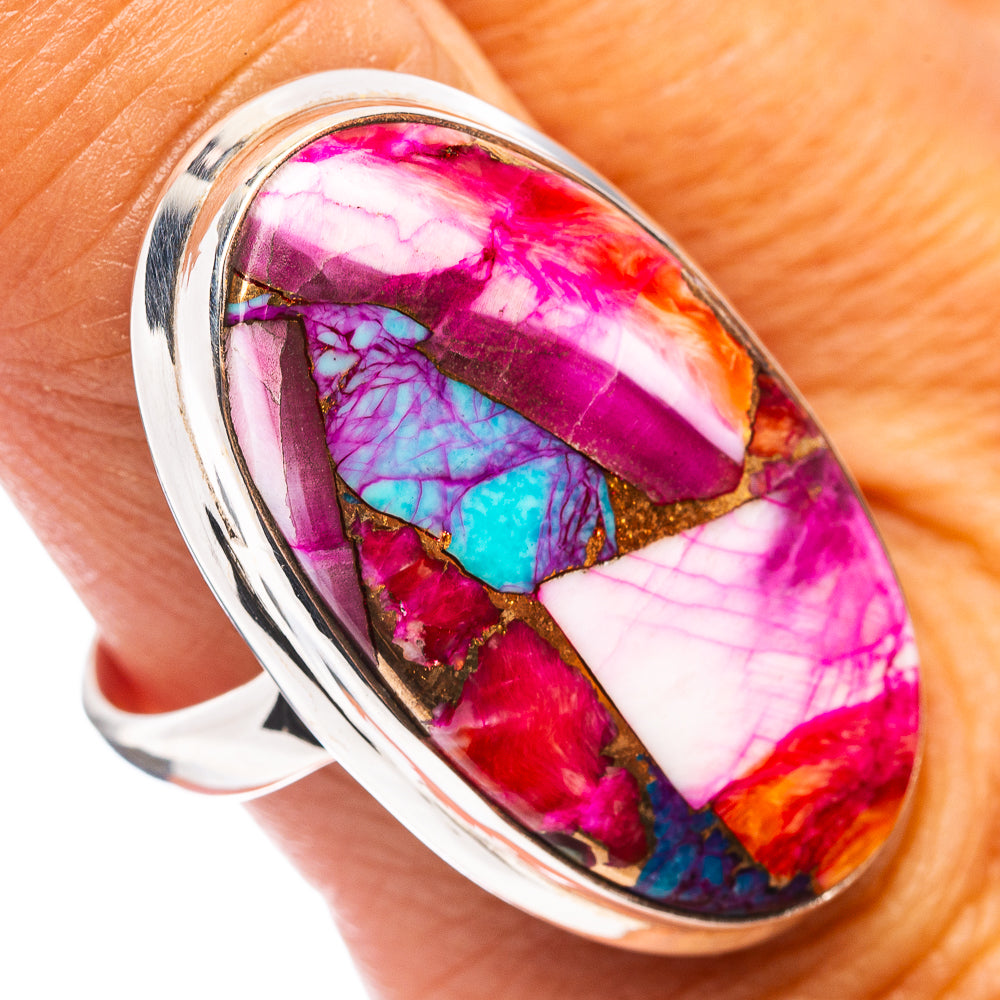 Premium Pink Dahlia Mohave Turquoise Ring Size 9.5 (.925 Sterling Silver)