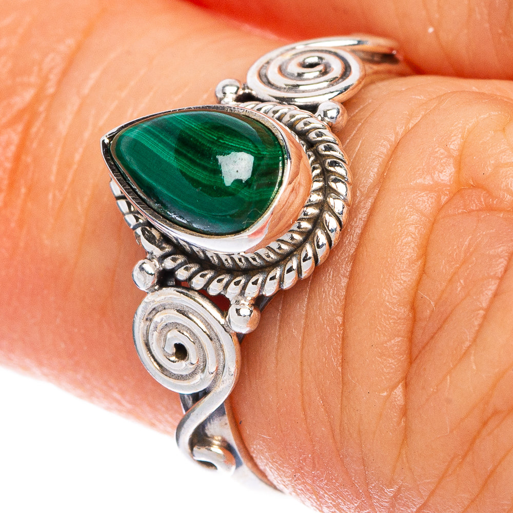 Malachite Dainty Ring Size 5 (925 Sterling Silver) R1157