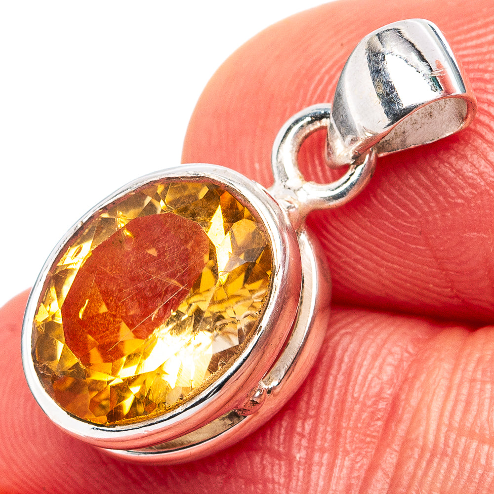 Faceted Citrine Dainty Pendant 7/8" (.925 Sterling Silver)