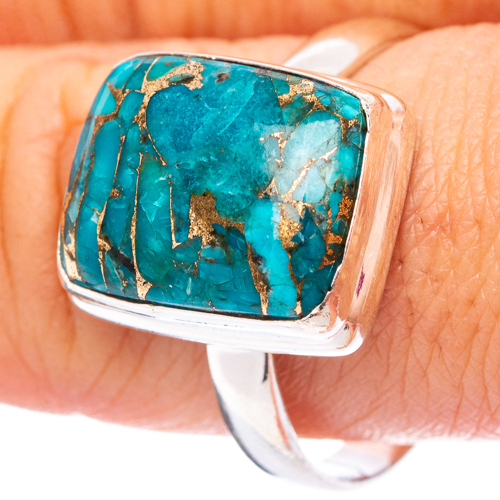 Blue Copper Turquoise Ring Size 10.75 (.925 Sterling Silver)