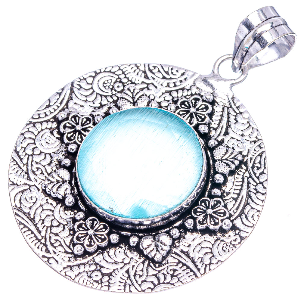 Blue Onyx Pendant 2 1/4" (German Silver)
