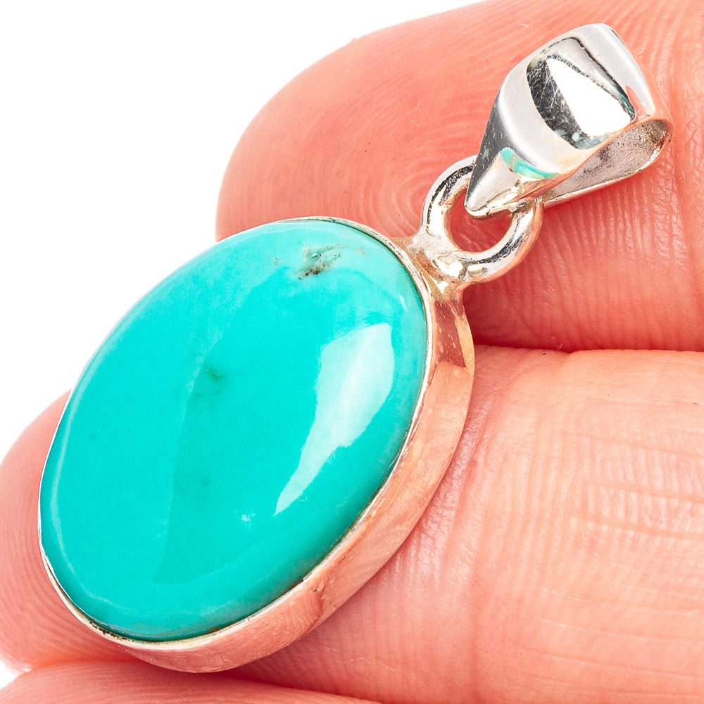 Rare Kingman Turquoise Pendant 1 1/8" (925 Sterling Silver) P44702