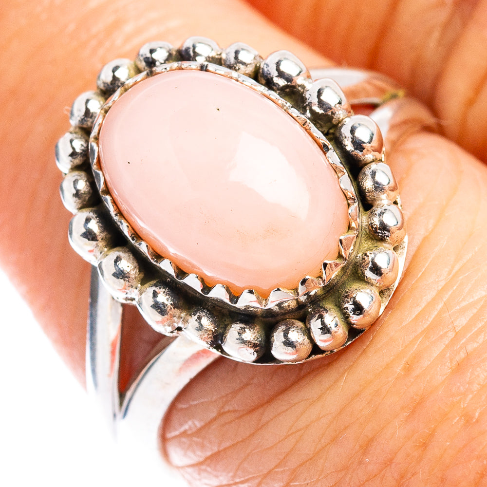 Pink Opal Native Style Ring Size 7.25 (.925 Sterling Silver)