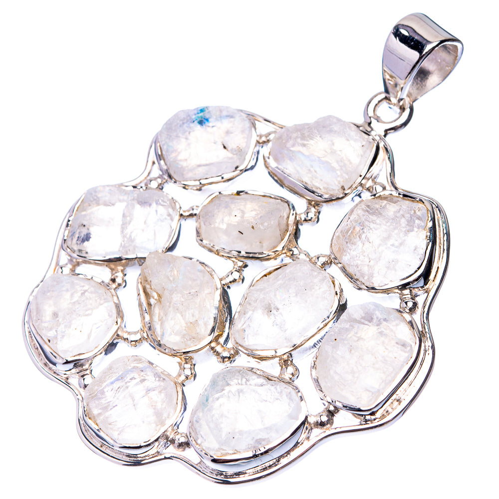 Signature Raw Rainbow Moonstone Pendant 2 1/8" (925 Sterling Silver) P38744