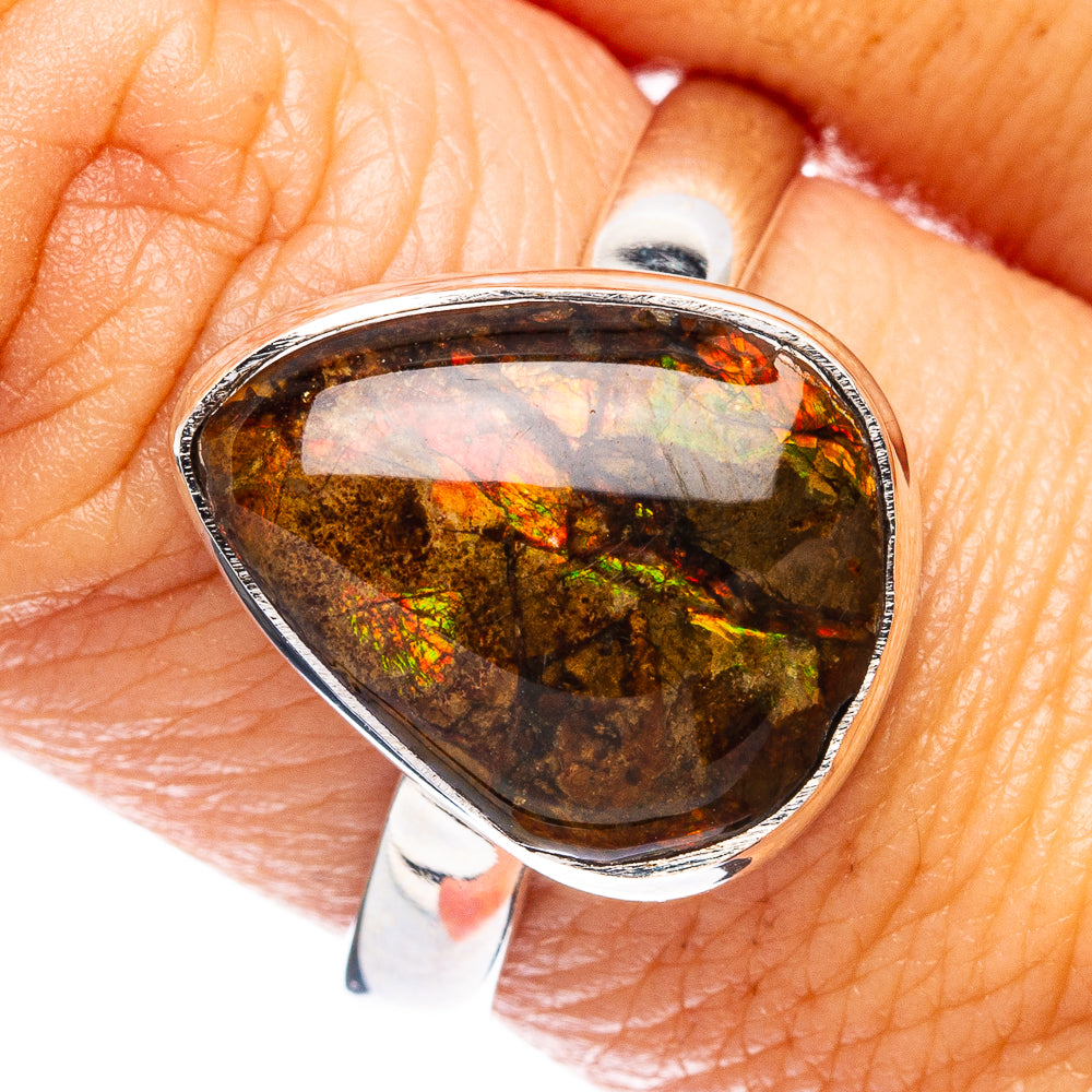 Rare Ammolite Ring Size 9 (925 Sterling Silver) R4880