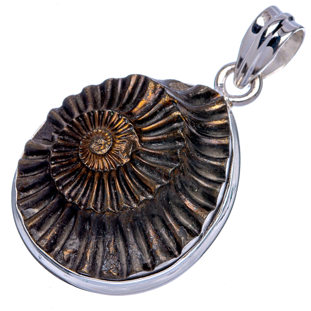 Ammonite Pieuroceras Pendant 1 1/2" (925 Sterling Silver) P40448