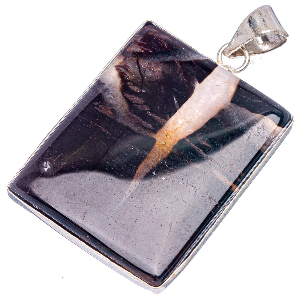 Black Banded Agate Pendant 1 7/8" (Silver Plated)