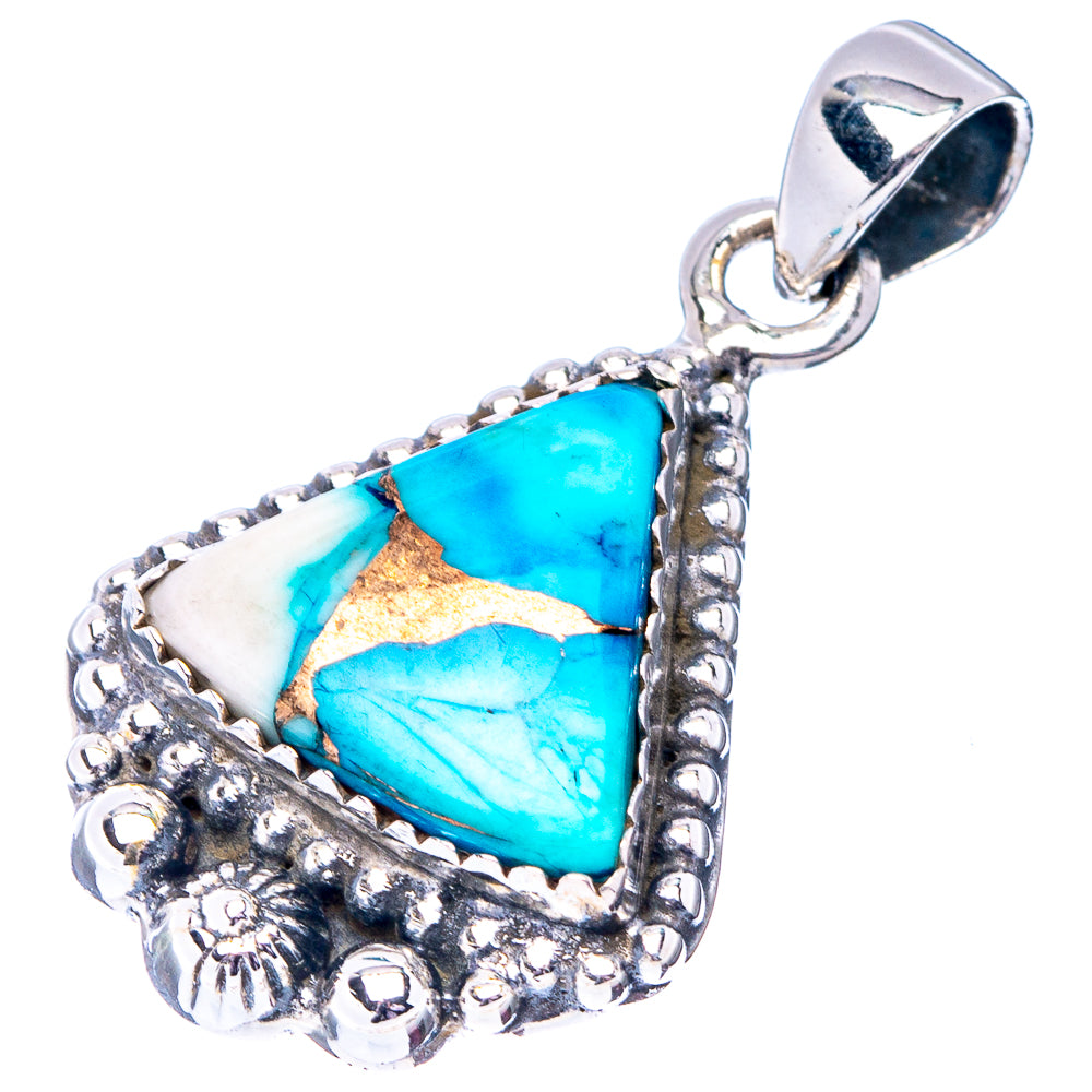 Ice Blue Dahlia Mohave Turquoise Pendant 1 3/8" (.925 Sterling Silver)