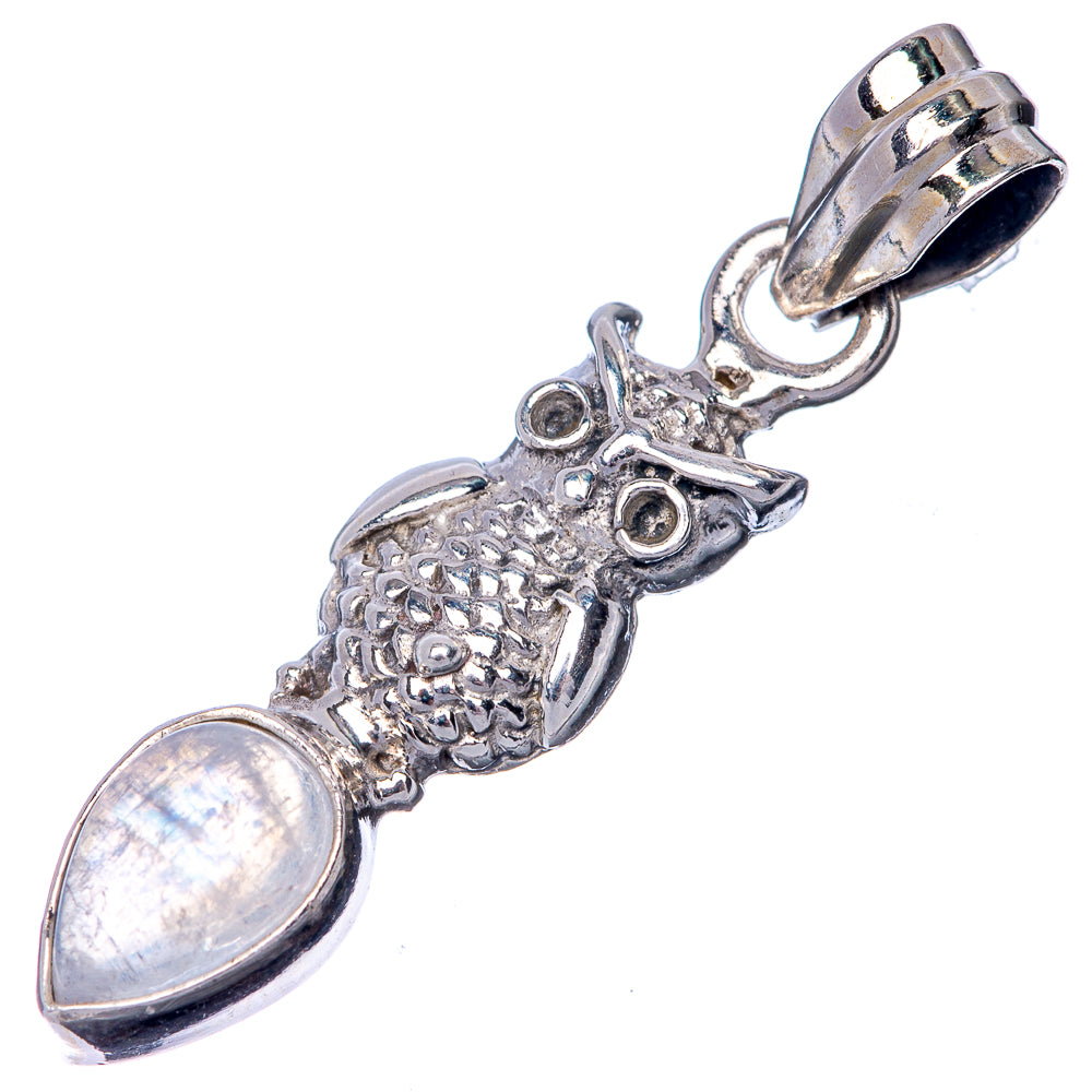 Rainbow Moonstone Dainty Pendant 1 3/8" (925 Sterling Silver) P39898