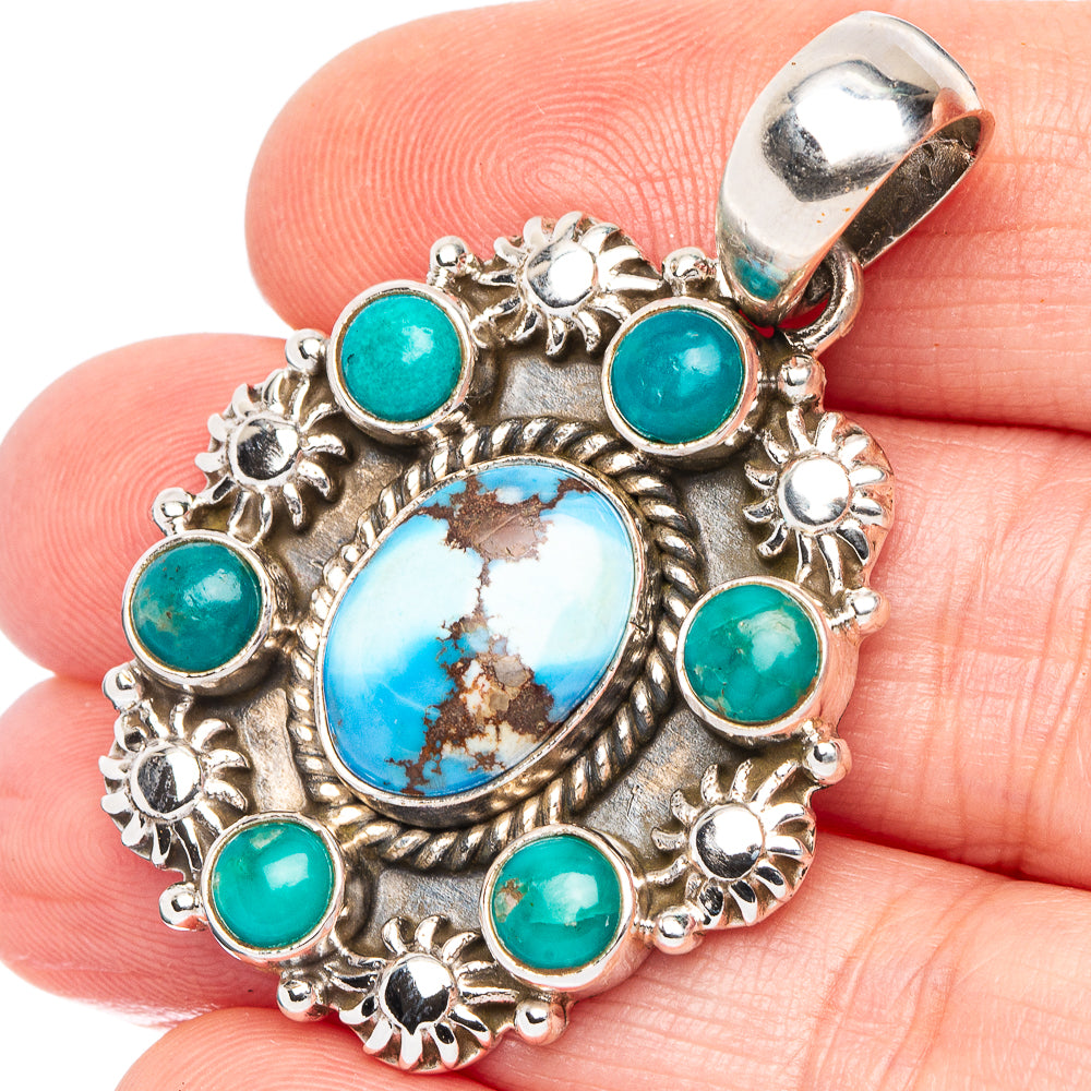 Rare Golden Hills Turquoise Pendant 1 3/4" (.925 Sterling Silver) Exclusive