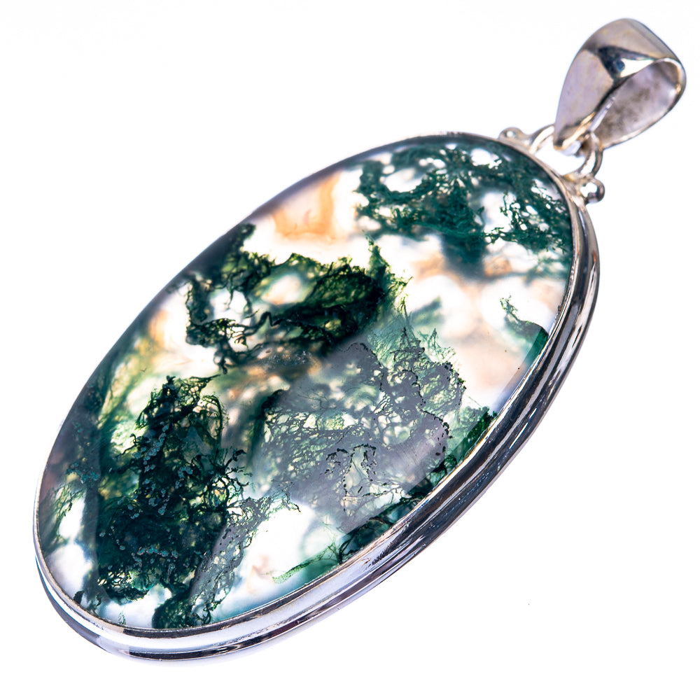 Green Moss Agate 925 Sterling Silver Pendant 2" (925 Sterling Silver) PD38634