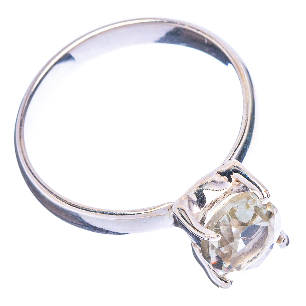 Faceted Green Amethyst Ring Size 8.5 (.925 Sterling Silver)